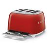 Grille-pain SMEG 4 tranches Années 50 - Rouge - 6 niveaux de brunissement - Fonction dégivrage