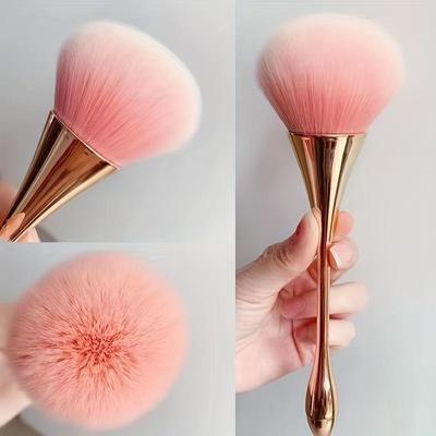 Roségoldener Fächer-Make-up-Pinsel, Kosmetikpinsel Puderpinsel, Highlighter-Pinsel Rougepinsel - Weiche Haare Make-up Fixierung