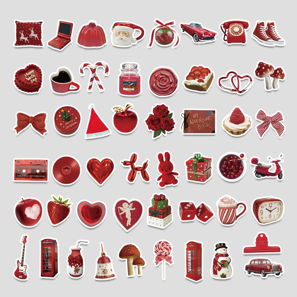 50 Cute Style Red INS Graffiti Stickers Mobile Suitcase Waterproof Decorative Stickers Children's Stickers