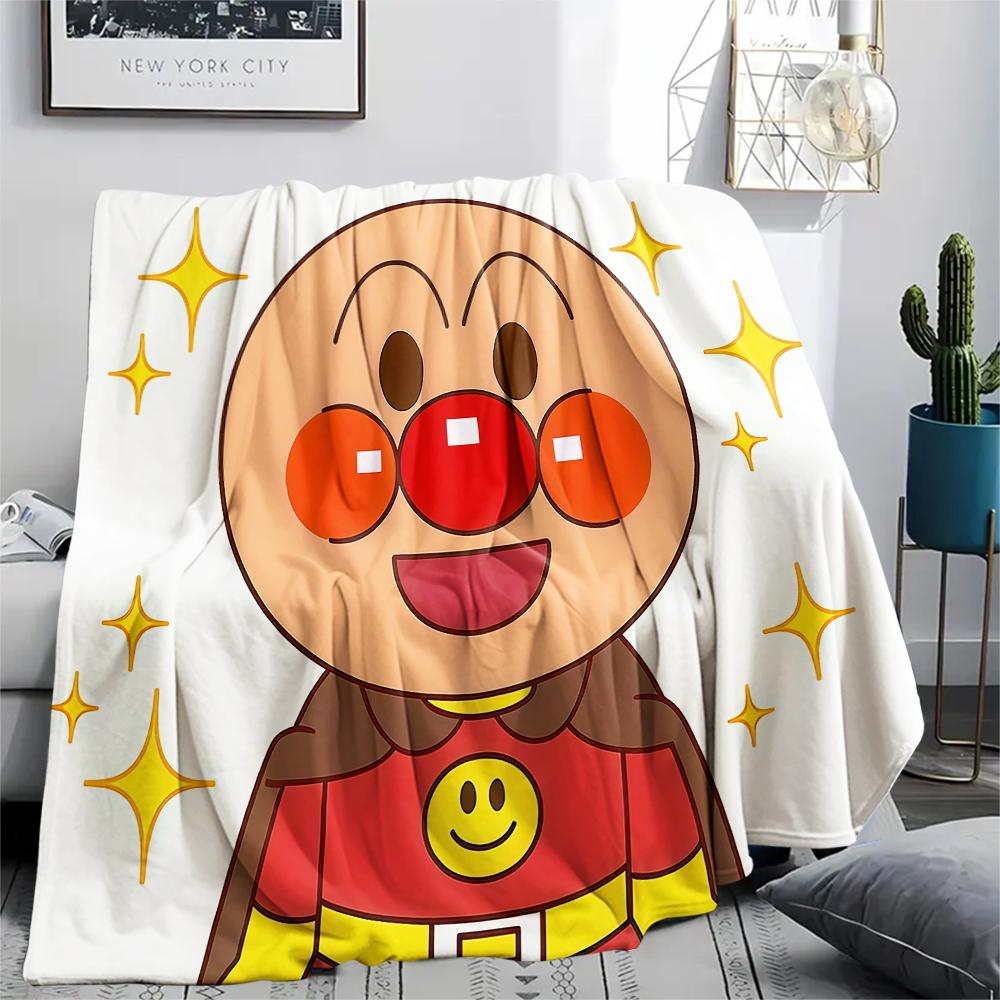 1PC Anpanman Print Flannel Blanket, High quality All Seasons, Home Decor, Warmth and Comfort, Perfect for Christmas Gifts