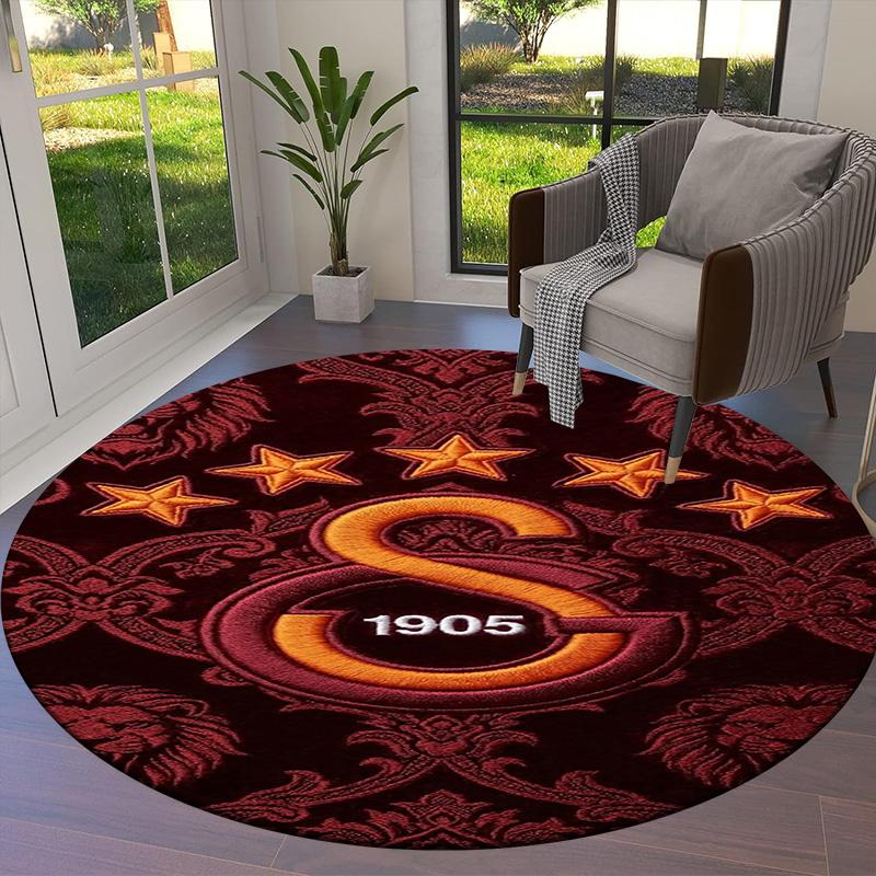Galatasaray S Round Area Rug,Carpet Rug for Living Room Bedroom Sofa Playroom Decor,Non-slip Floor Mat