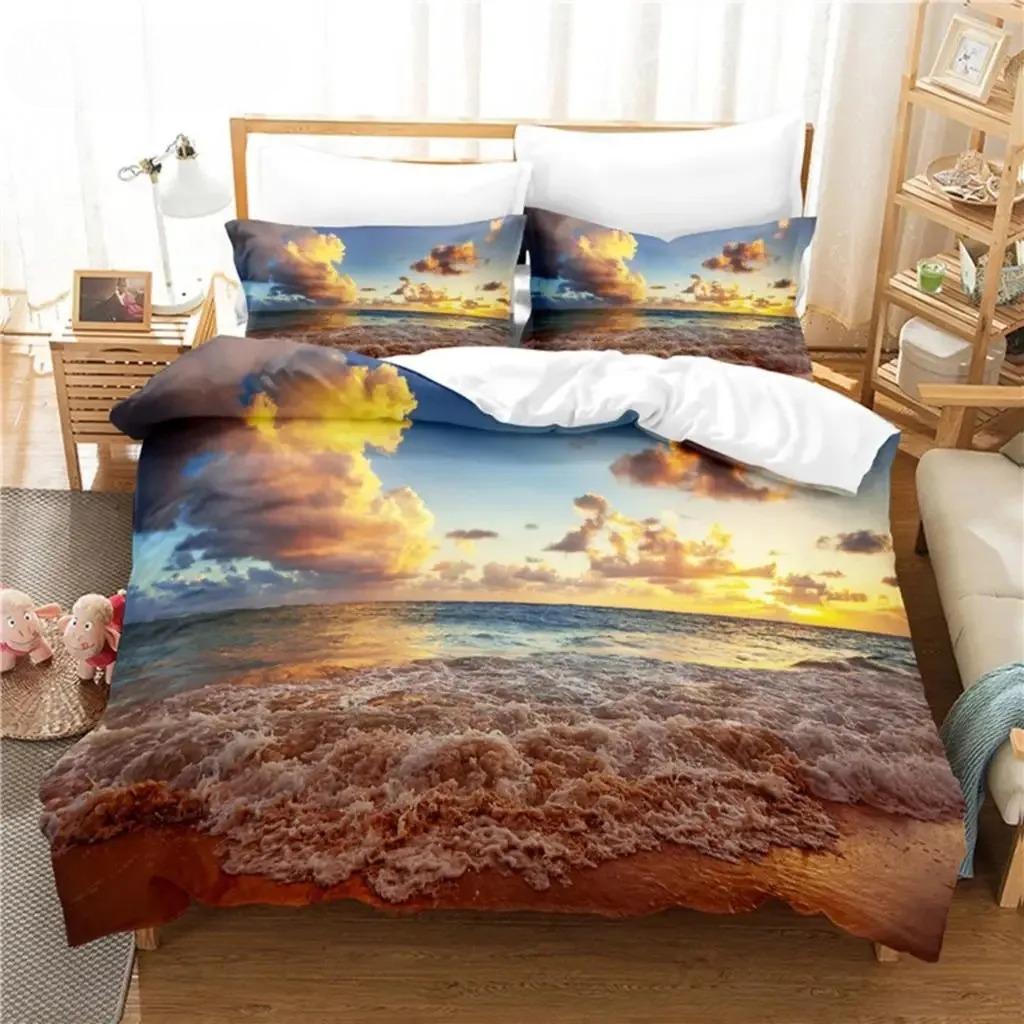 3D Print Seaside Beach Bedding CollectionDuvet Cover Comforter Bed Collection Quilt Cover PillowcaseKing Queen Twin Size Boys Girls Adultse