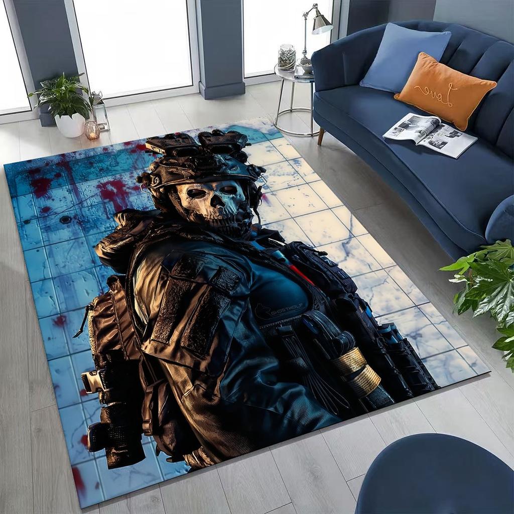 Classic Game Call of Duty Ghost Simon Cartoon Art  Rug for Bedroom Living Room Sofa Home Doormat Decor,Kids Non-slip Floor Mat