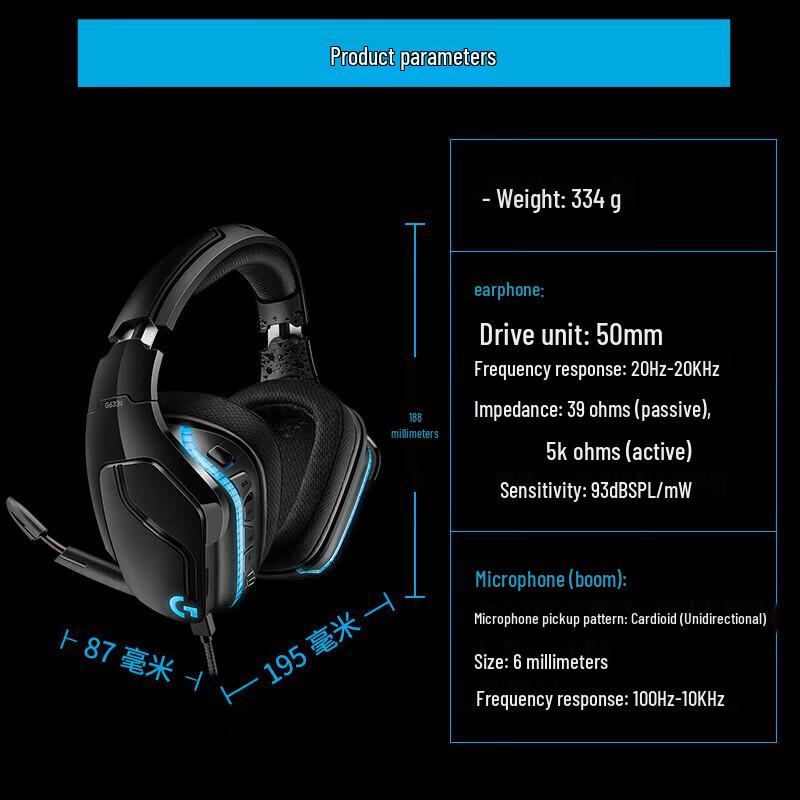 Logitech G633S Wired 7.1 Surround Sound RGB Gaming Headset