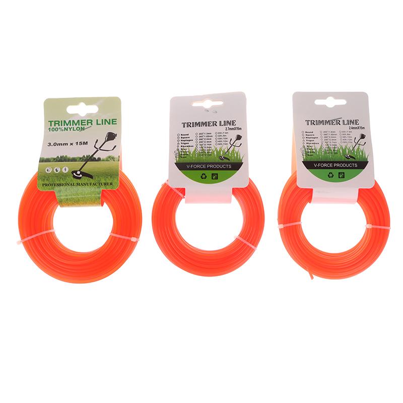 1Pc 15M*2.4Mm/2.7Mm/3Mm Mowing Nylon Grass Trimmer Rope Brush Cutter Line