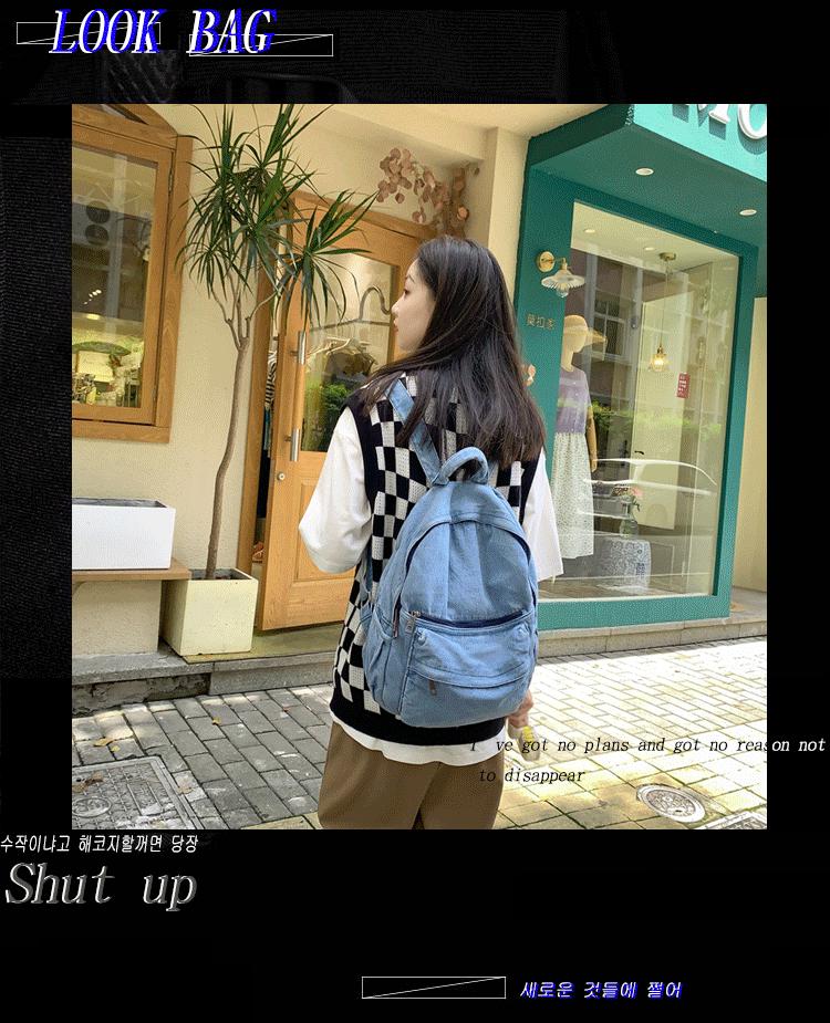 Women's Retro Solid Color Denim Backpack - Perfect for Students and Outdoor Travel