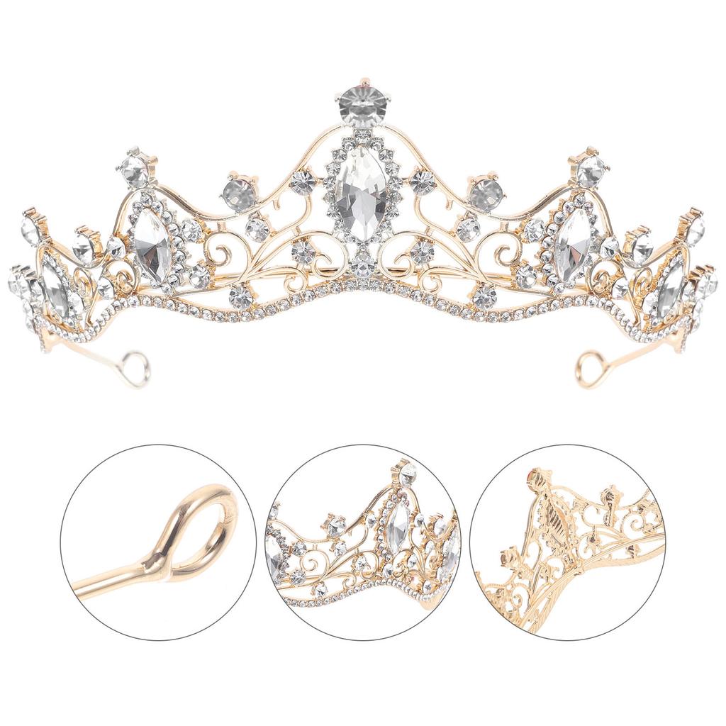 Elegant Baroque Rhinestone Tiara Crown Bridal Headwear Wedding Headdress for Women Premium Alloy Lightweight Hair Decor Party
