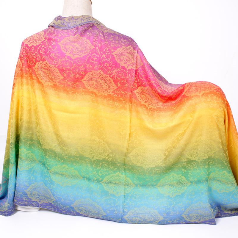 Spring and Autumn Mixed and Matched Scarf Dual-purpose Jacquard Colored Cashew Long Towel Travel Photo Shawl Women's Headscarf