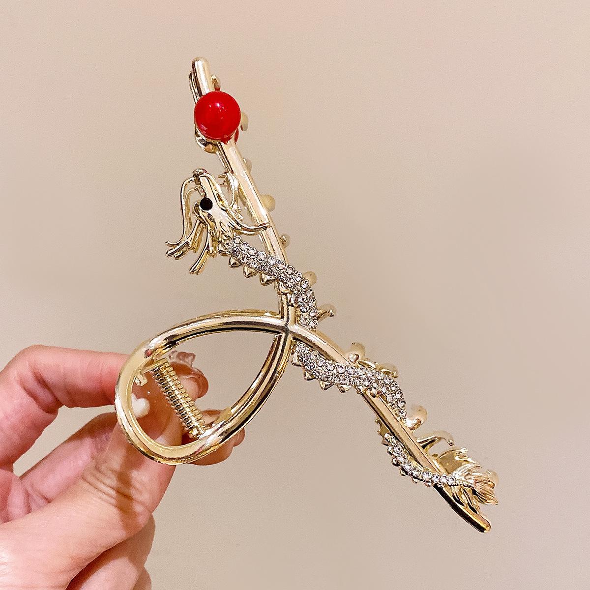 

«Элегантная заколка для волос на год Дракона»: Высококачественная женская заколка в виде акулы в китайском стиле с бриллиантами