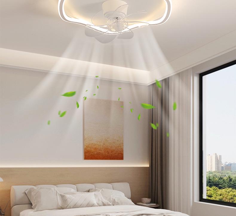 Ventilator de tavan silențios cu lumină pentru dormitor și camera copiilor, design modern minimalist, iluminare prietenoasă cu ochii și reglabilă