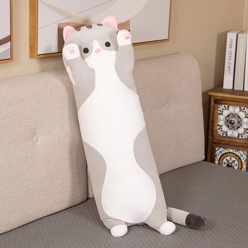 50cm Cute Soft Long Cat Plush Toys Stuffed Pause Office Nap Pillow Bed Sleep Home Decor Gift Doll for Kids Girl Birthday Gift