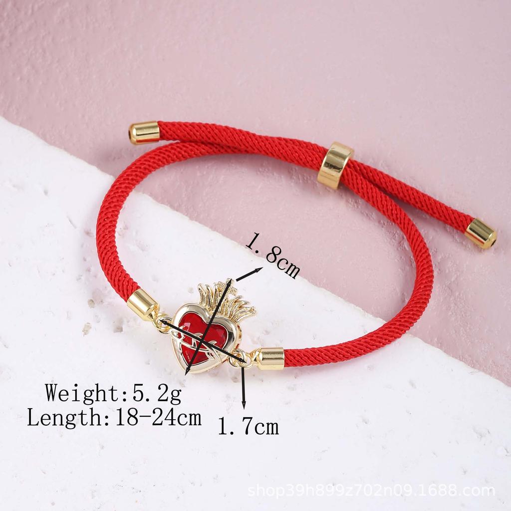 18k Gold Plated Heart Zircon Adjustable Bracelet In Black, White, Pink
