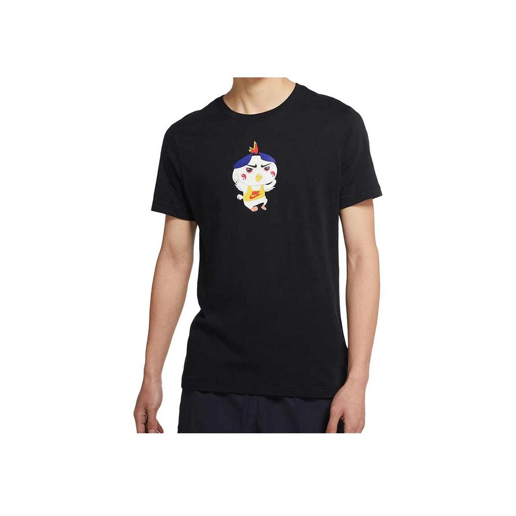 Nike Casual Sport Cartoon Print Crew Neck Short Sleeve T-Shirt Men Tops Black DD1323-010