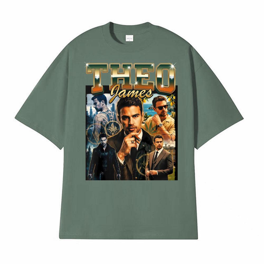 Theo James Sweater Minimalist Portrait Crewneck Print Tshirt Men Women Fashion High Street T Shirts ONeck Short Sleeve T Shirt