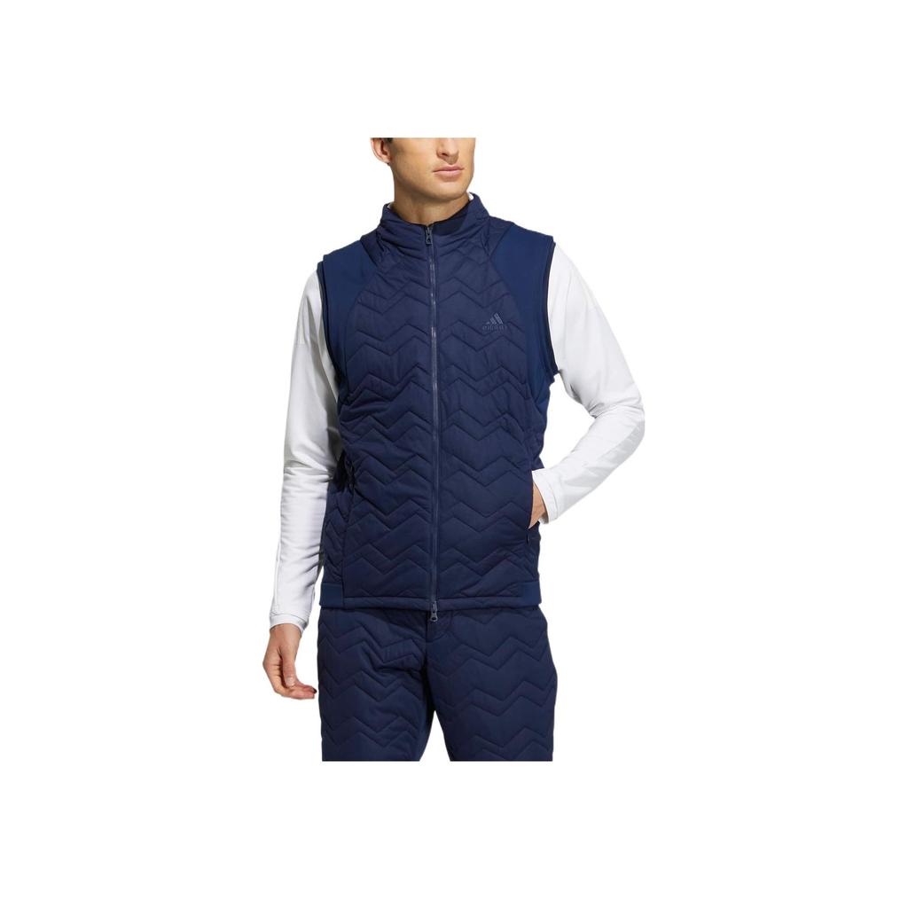 Adidas Solid Color Printed Pattern Stand Collar Zipper Sleeveless Vest Men Vests Blue HM7623