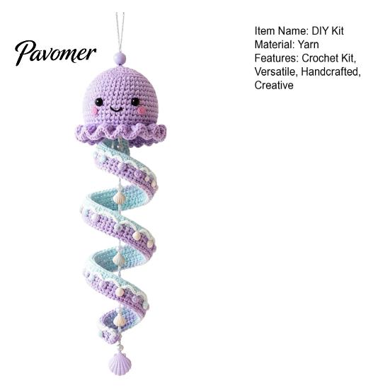Padrão Fácil de Animais de Crochê Tema Oceano Kit Espiral, Artesanato Decorativo DIY, Conjunto de Tricô de Animais Marinhos Montagem Ornamento Pendurado para Árvore de Natal