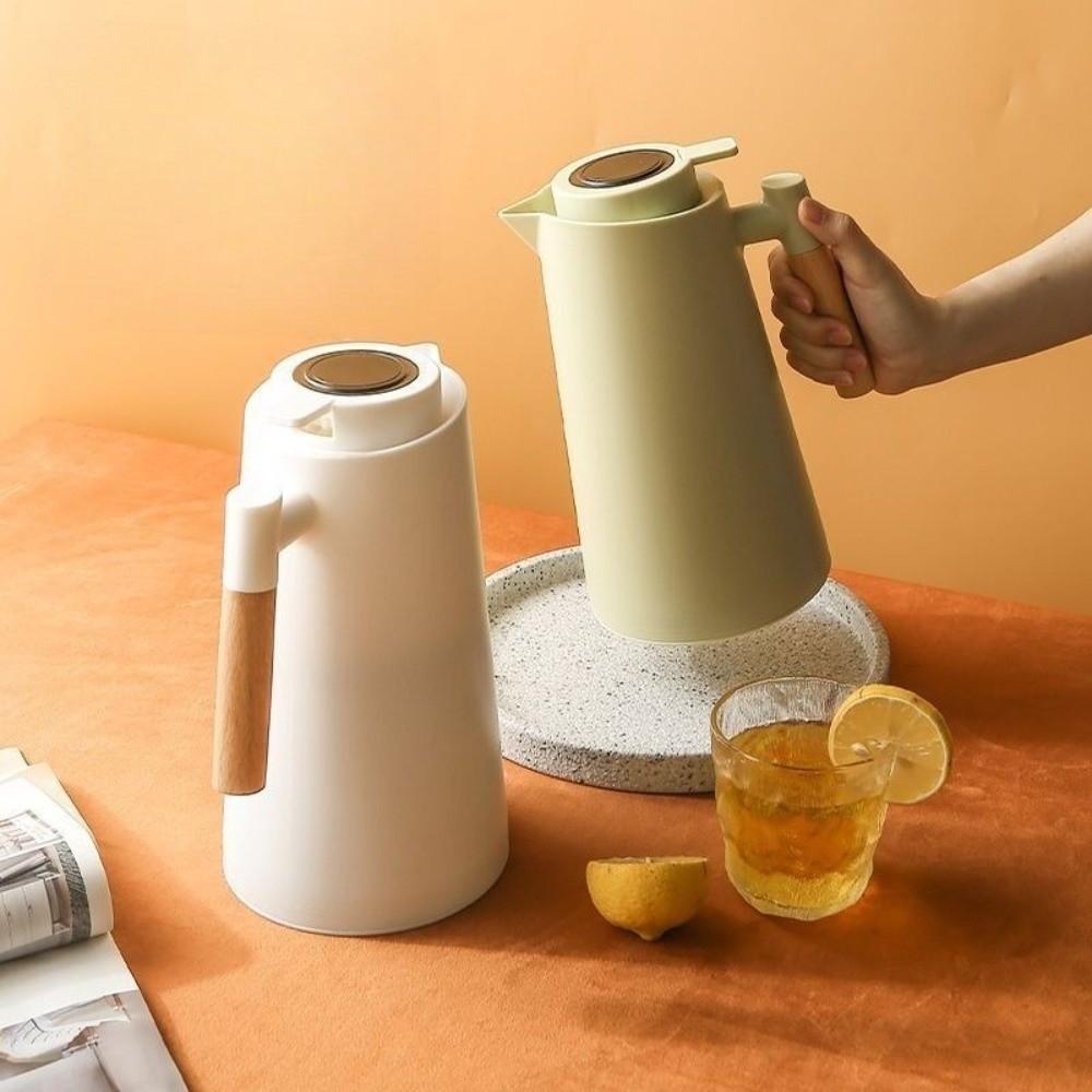 New Durable Temperature Display Vacuum Thermal Flask 1 L Wooden Handle Insulation Kettle Large Capacity with Lid Smart Thermos