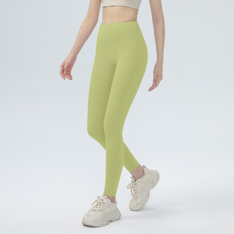 High Waist Nude Feel Yoga Pants - Women's Tight-Fit Spring/Summer Fitness Leggings for Beautiful Buttocks and Hip Lifting.