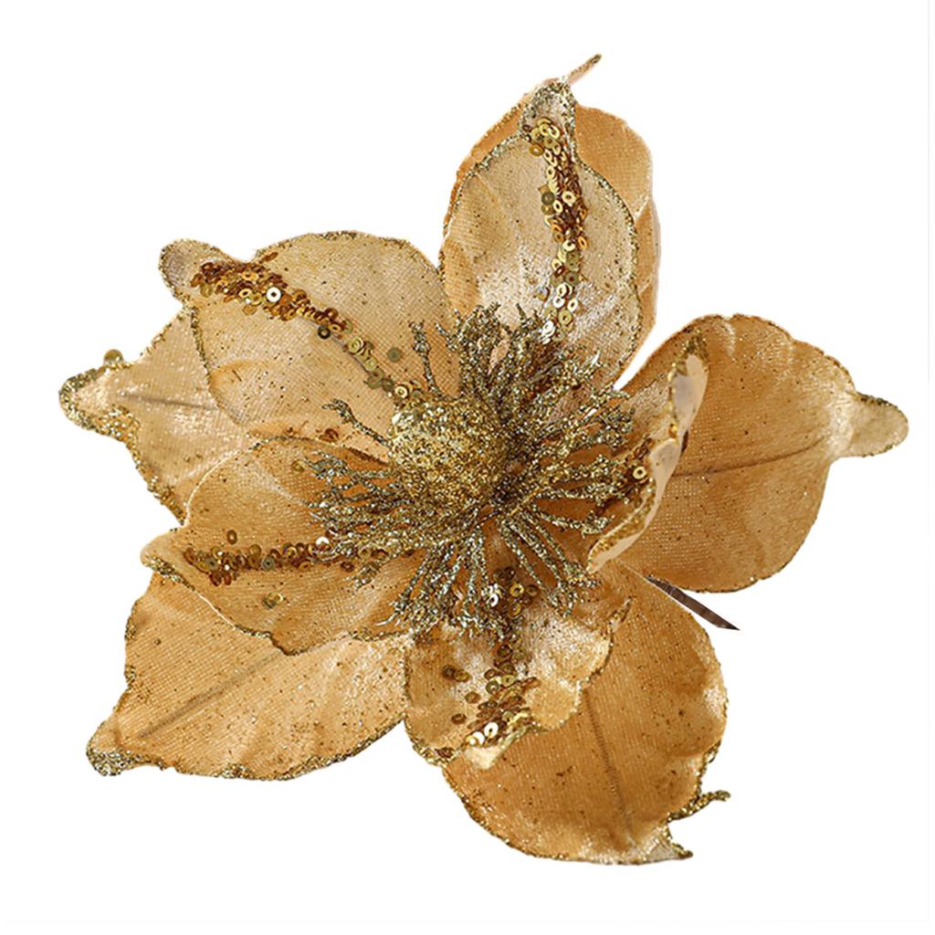 Christmas Tree Decoration Poinsettia Glitter Flower Delightful Baubles