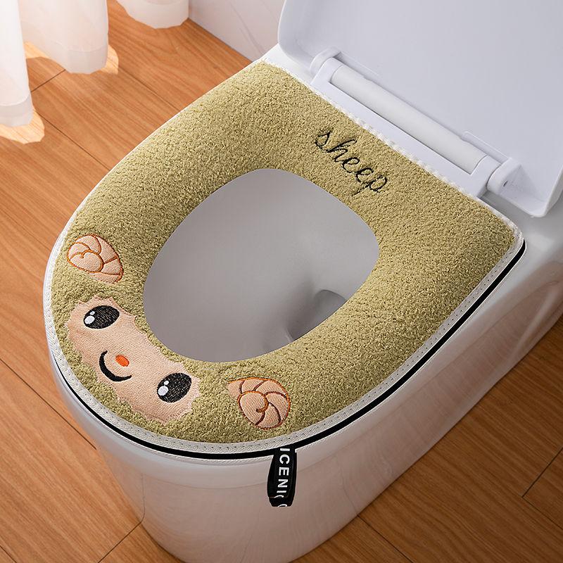Four Season Universal Short Velvet Toilet Cover Back Waterproof PU Toilet Cushion Household Bathroom Zippered Toilet Seat Cover