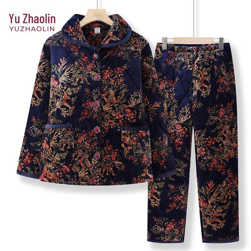 YUZHAOLIN Women's Thickened Coral Fleece Winter Homewear Set