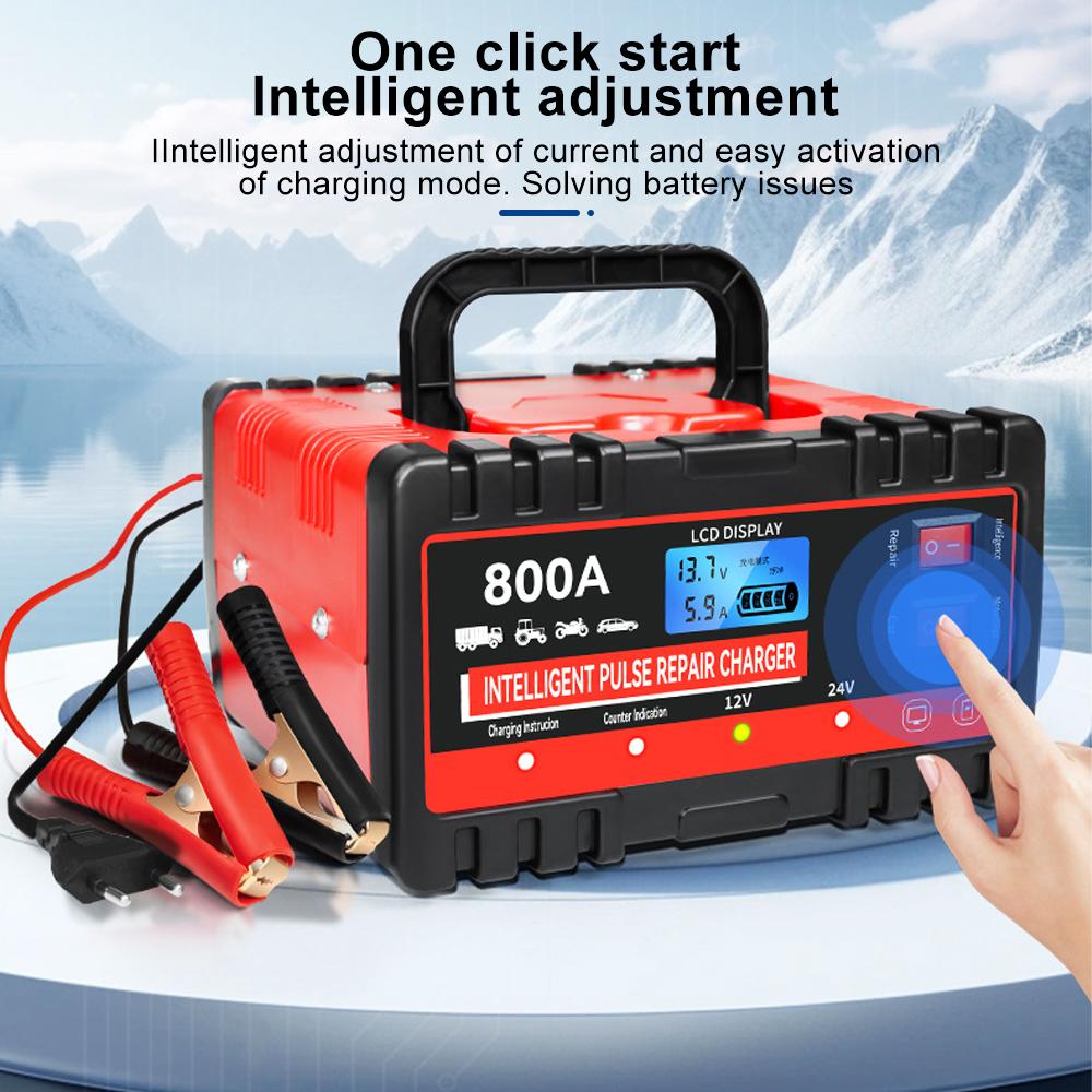 12V Intelligent Battery Charger Portable Multifunctional SUV/pickup Truck Motorcycle Battery Charging Intelligent Pulse Repair