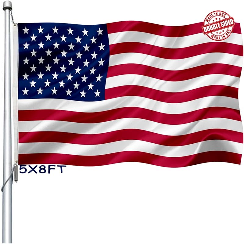 American Flags for Outside 3x5 Double Sided- Premium Heavy Duty Durable 3ply Large USA/US Patriotic Flag Made in USA High Wind for Boat Decorations
