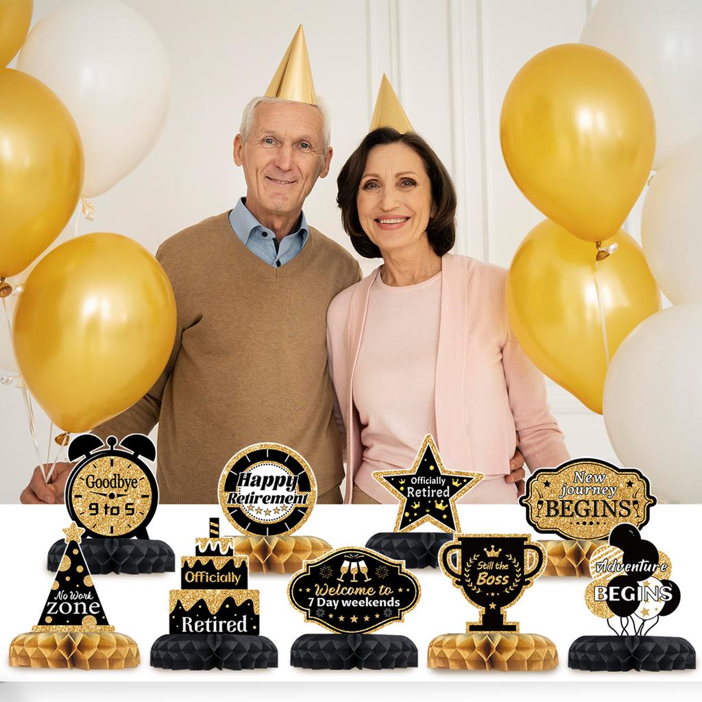 Retirement Honeycomb Centerpiece for Retired Party Decoration No Work Zone Table Topper Creative Photo Prop Desktop Ornament