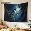 Blue Bird Nature Tapestry Wall Hanging Print Polyester Fabric Modern Living Room Home Decor Art Poster Cozy Cottage Style Artwor