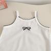 Baby Girl Summer Breathable Romper with Simple Bow Strap Onesie