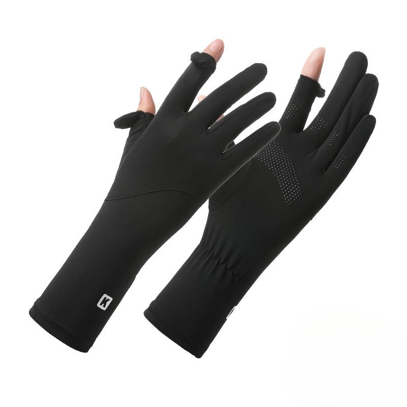 Sunscreen Gloves for Women's UV Proof Thin Summer Ice Silk Breathable Non Slip Driving Finger Touch Screen Riding Gloves