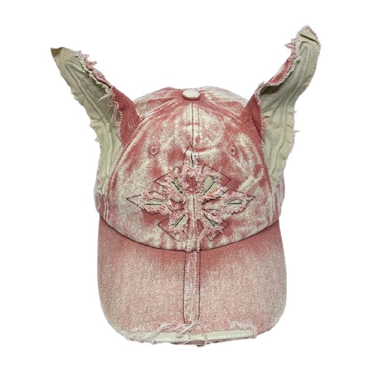 Distressed Dog Ear Casquettes Hat 2000S Cool Baseball Hat Breathable Sun Hat Long Brims Hiphop Dancing Hat for Adult Teens