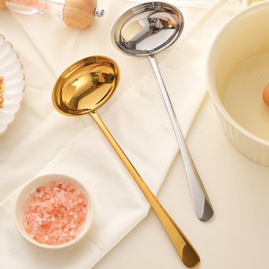 Rustfritt Stål Skje Stor Varmgryte Suppeøse Ramen Nudler Øse Langt Håndtak Spiseskje Kjøkkenredskap