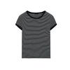 MD Spring/Summer New Arrival Women's Clothing Casual Preppy Style Comfortable Cotton Contrast Color Stripes Round Neck Short Sleeve T-shirt 6205545