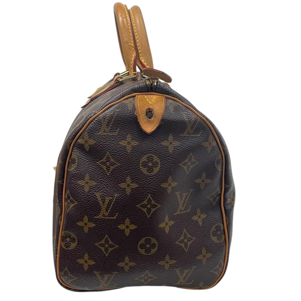 Used Louis Vuitton Monogram Speedy 30 M41526 Boston Bag Brown Authentic 1217