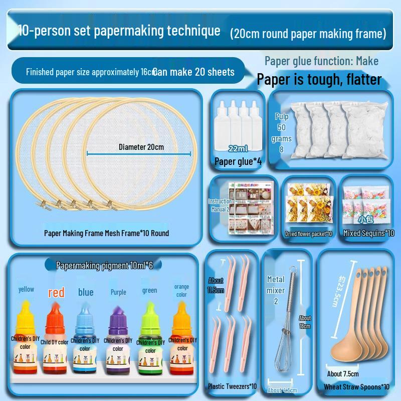 DIY Ancient Papermaking Kit for Kids: Educational Flower & Plant Pulp with Wooden Frame Screen Tools