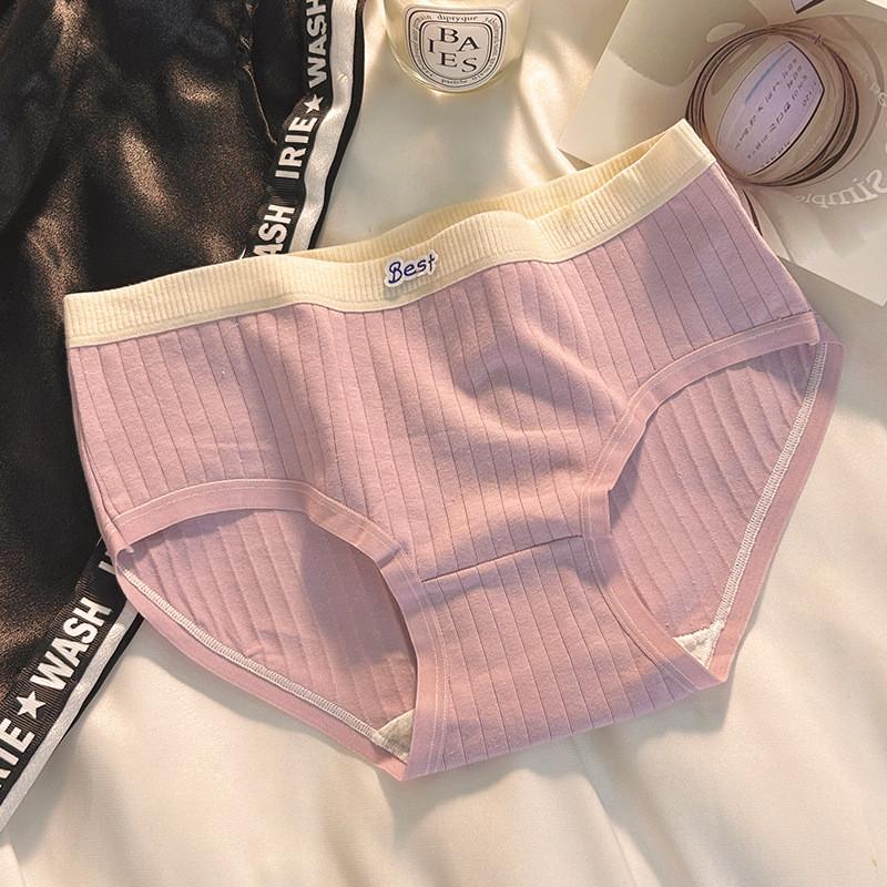 Stylish Breathable Cotton Women's Underwear Comfortable Mid Waist Triangle Panties In Various Colors For Young Girls