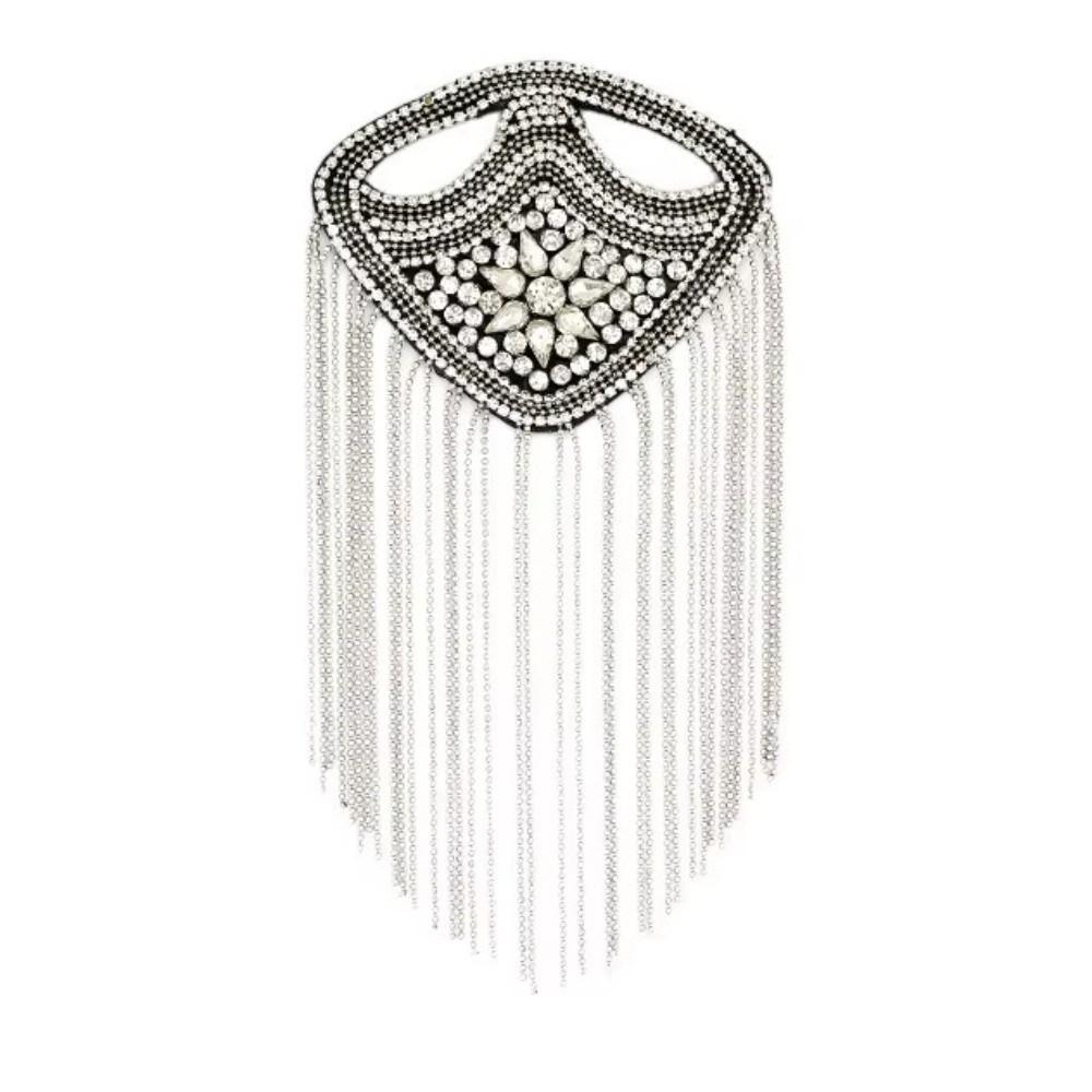 1PC Beaded Decoration Tassel Epaulette Sparkling Shoulder Brooch Pin  Clothing Decoration