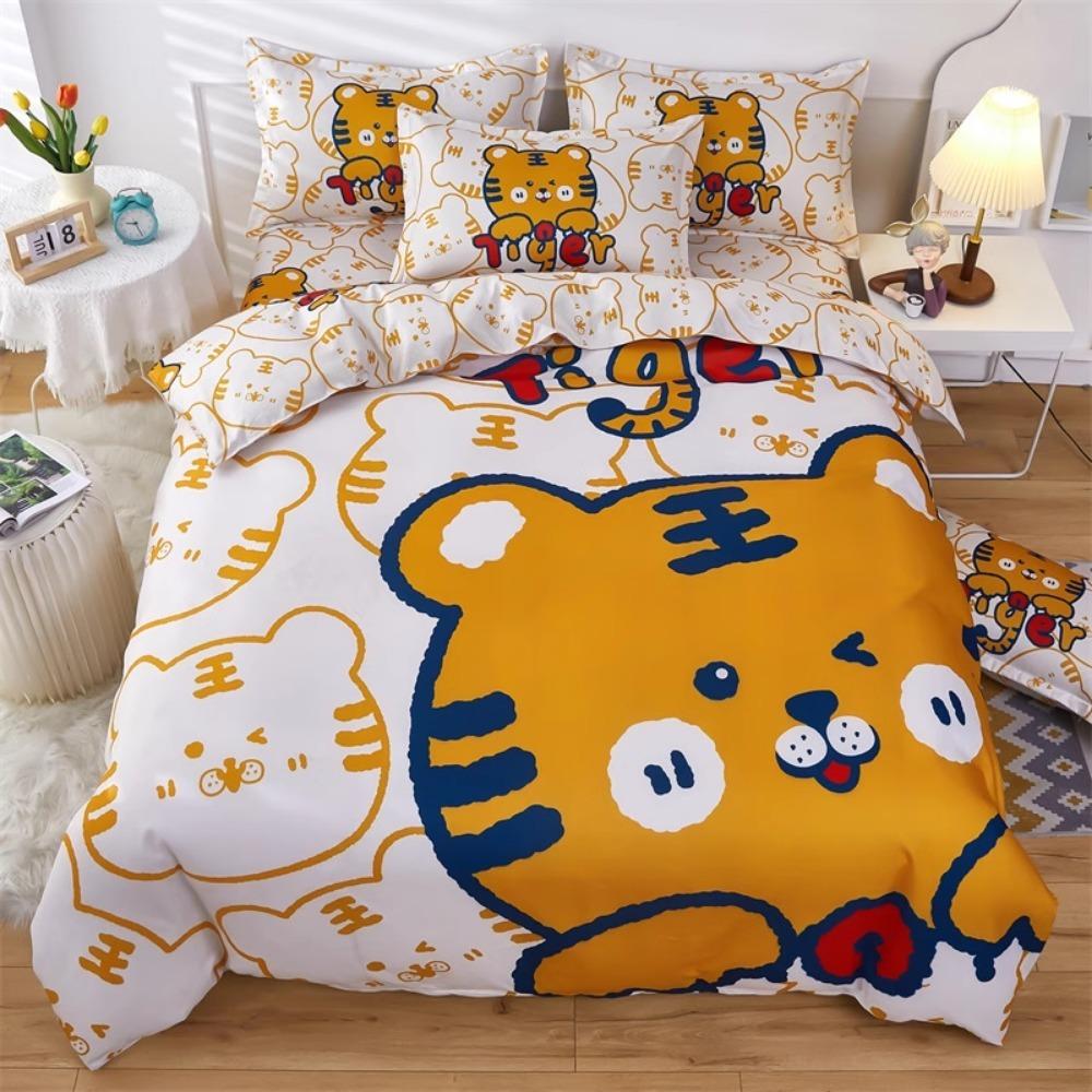 Cute Tiger  Little Rabbit 2/3 Piecebedroom setChildren'sGift Teenagers Adulte Microfibre Double Bed Single Bed Duvet Cover