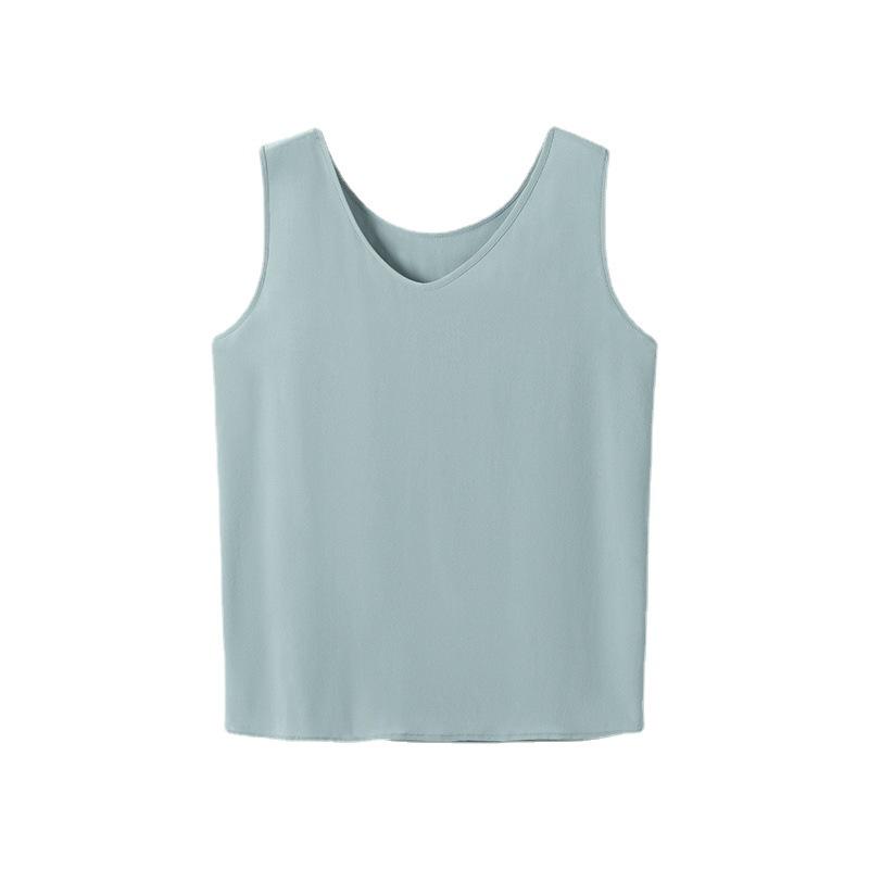 Summer Sand-Washed Double Crepe Silk V-Neck Vest - Women's Solid Casual Wear