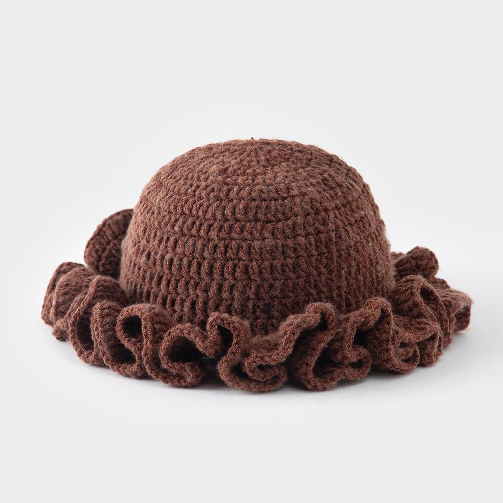 Handmade Wool Knit Hat: Thick, Windproof, Simple, Versatile, Solid Color for Autumn and Winter.
