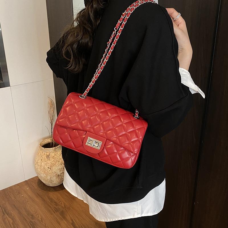 Rhombus small bag, new women's popular versatile chain messenger bag, fashion trend shoulder small square bag