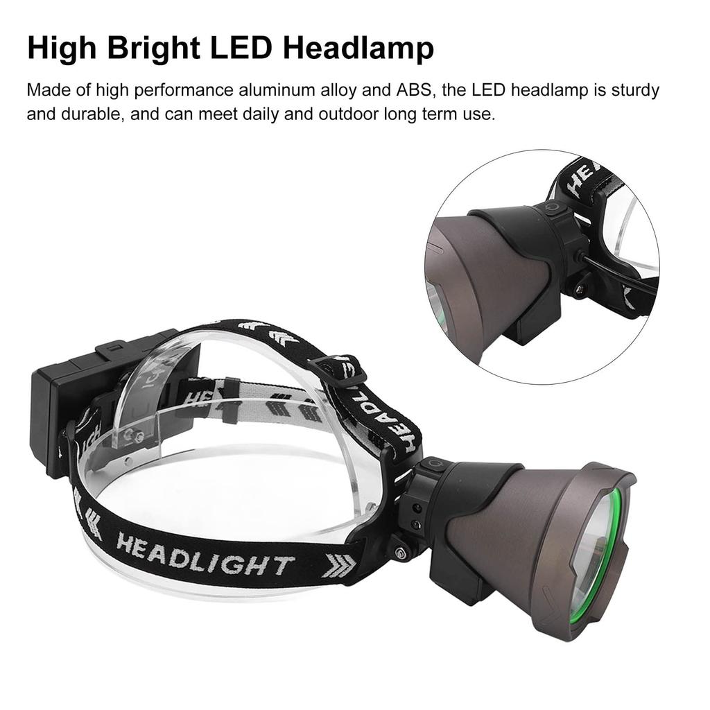 Rechargeable Aluminum Alloy and ABS High Brightness for Hiking Headlamp, Headlamp, Fishing, Camping,