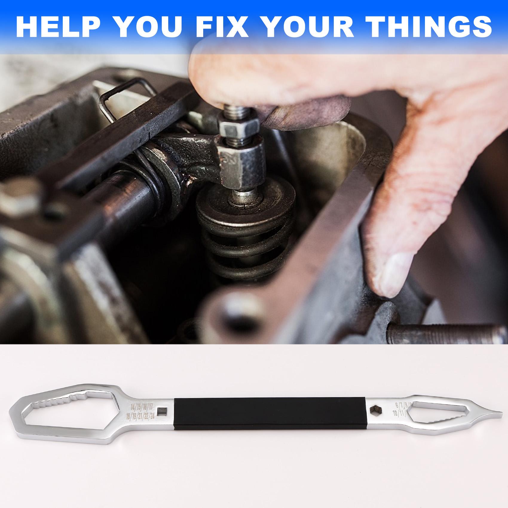 A96I-6-24Mm Universal Wrench Receive With Screwdriver, Ended Wrench For 6Mm - 24Mm Nuts, Multifunctional Wrench Spanner