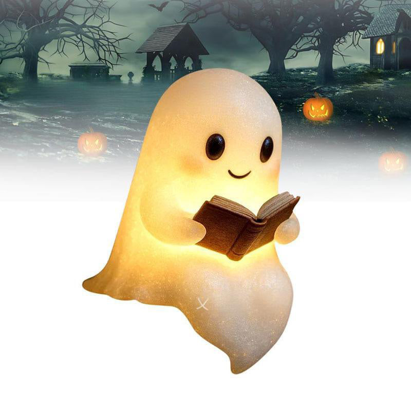 Cute Ghost Reading Lamp Halloween 3D LED Night Light Spooky Desk Light For Bedroom Study Book Lovers Home Office