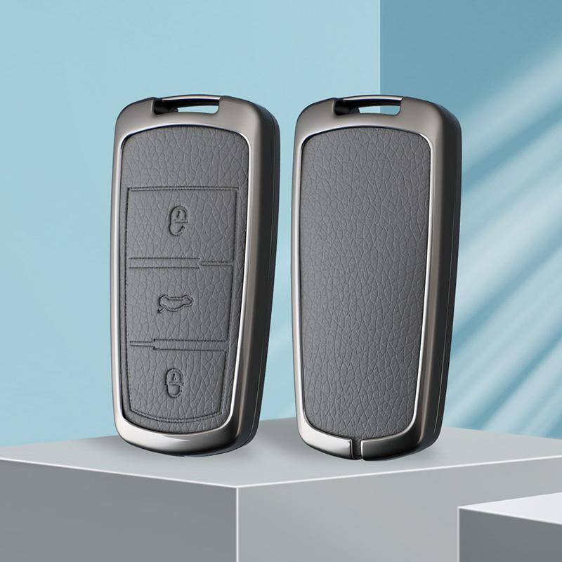 Zinc Alloy Genuine Leather Auto Key Fob Cover Case Fit For Volkswagen Cc Passat B6 B7 Passat 3C Cc Maogotan R36 B5 B7L Protect Key Ring Accessory