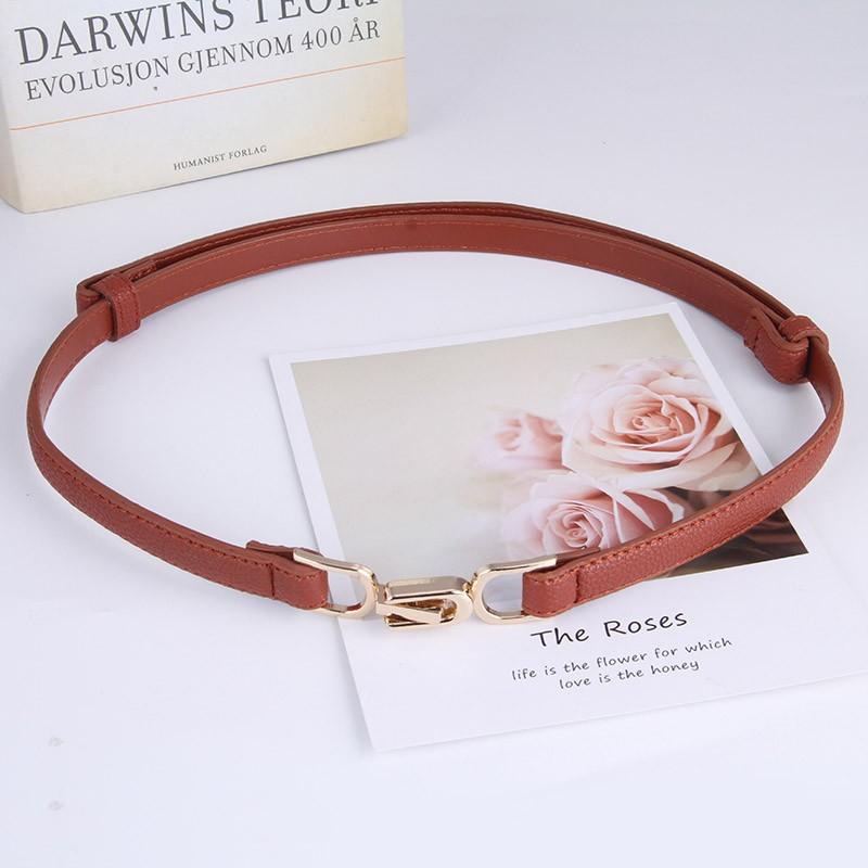 Thin Retro Gold Buckle Adjustable Women Belts Pu Leather Fashion Wild Skinny Waistbands Dress Jeans Pants Decorative Straps