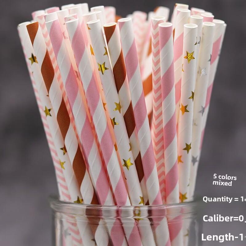 ZISIZ Biodegradable Colorful Paper Straws