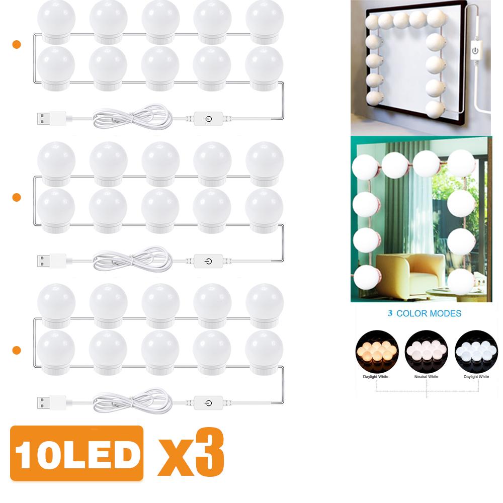 Makeup Mirror LED Light Bulbs Vanity Lights USB Charging Bathroom Dressing Table Lighting Dimmable LED Vanity Mirror Light