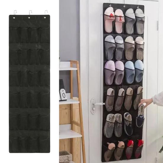 Over-The-Door Shoe Organizer 24 Mesh Pockets Over The Door Shoe Rack Breathable Hanging Storage Bag for Shoes Socks Toys